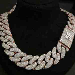 สร้อยคิวบันฮิปฮอปประดับเพชรโมอิสซาไนต์ ขนาด 24 มม. ดีไซน์โมเสคเงินแท้ 925 ประดับเพชรเต็มเส้น สวยหรู เหมาะสำหรับทั้งชายและหญิง เป็นของขวัญสุดพิเศษ - Product Image 1