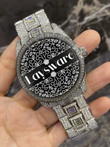 Montre de luxe en moissanite pour homme, sertie de moissanites VVS et de diamants baguette, style hip-hop, mécanique, unisexe, analogique - Product Image 3