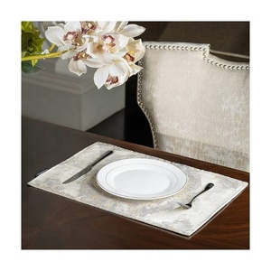 Silver Jacquard Stylish Two Sided Washable <b>Table</b> Mats Organic Cotton Woven Kitchen Embroider Wholesale For Wedding <b>Dining</b> <b>Tables</b> - Product Image 1