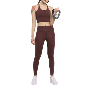 Wholesale Custom Women Premium Quality Seamless Yoga Set High Waist Leggings Sports Bra OEM Private <b>Label</b> - Product Image 2