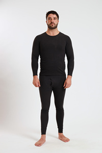 Men Thermal <b>Underwear</b> Set Long Sleeve Crew Neck Solid Gray 2 Piece Winter Warm Base Layer <b>Compression</b> Wear - Product Image 6