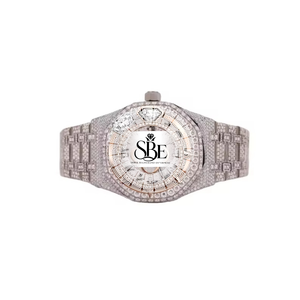 Indian Supplier Moissanite Diamond Automatic <b>Watch</b> Fully Studded Square Stainless Steel <b>Case</b> for Men Available at Export Price - Product Image 1
