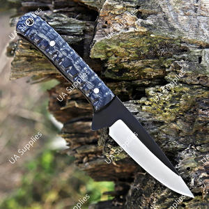Cuchillo de caza y camping EDC de hoja fija de acero inoxidable de grado industrial con punta caída, mango de madera Pakka esculpida de 8 pulgadas - Product Image 3