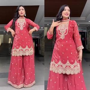 เปิดตัวชุดแต่งกายสำหรับปาร์ตี้ดีไซเนอร์ใหม่ดูยอดเยี่ยม, sharara plazzo และ dupatta <สไตล์แฟนซีแบบใหม่ - Product Image 1