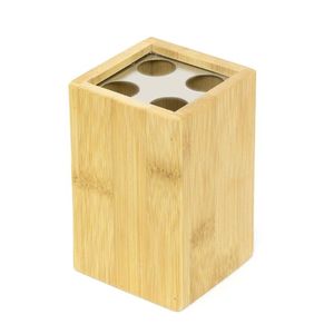 Soporte de madera hecho a mano para cepillos de dientes, para el lavabo del baño, con superficie de madera natural pulida y lisa. - Product Image 1