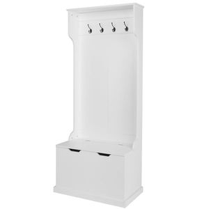 Armadio Indipendente Bianco con Scaffali Multipli, Appendiabiti da Camera da Letto/Veranda con Ganci per Vestiti - Product Image 6