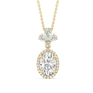 Collier pendentif ovale en diamant plaqué or 18 carats, serti de griffes, motif floral, bijoux fins de luxe pour femmes - Product Image 1