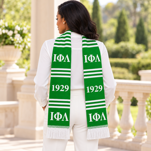 Écharpe de graduation en acrylique tricotée personnalisée pour la sororité grecque Iota Phi Lambda, étole, sash, accessoires grecs - Product Image 4