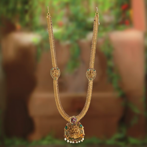 Intricate Temple Style Long Necklace Set-Fine Jewelry - Product Image 3