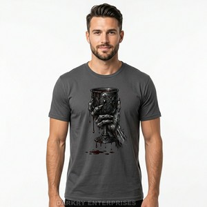 T-shirt Homme Esthétique Sombre Gris Anthracite avec Motif Squelette Gothique, Impression Personnalisée, Style Hip Hop Streetwear, Fabrication en Usine - Product Image 1