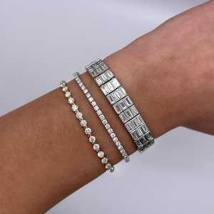 Custom 14K 18K <b>Solid</b> Gold 32 Carat Baguette Cut Lab Grown Diamond 9.7mm Wide Convertible 2 in 1 Choker <b>Necklace</b> Women Wholesale - Product Image 3