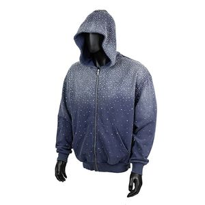 Sweat-shirt à capuche zippé pour homme, imprimé à pois, coupe classique, veste en polaire décontractée, respirant, en polyester, tissu éponge français, pour l'automne - Product Image 5