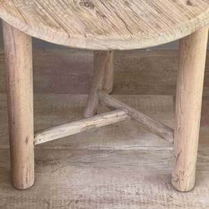Reclaimed <b>Wood</b> Side <b>Table</b> <b>Rustic</b> Round Accent <b>Table</b> Handmade Farmhouse Living Room Bedroom End <b>Table</b> Natural Vintage Decor - Product Image 3