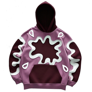 Sudadera con Capucha Oversize con Apliques de Ondas Abstractas, Estilo Streetwear Unisex, Bloques de Color, Multicolor, Venta al por Mayor, OEM, Logotipo Personalizado - Product Image 3