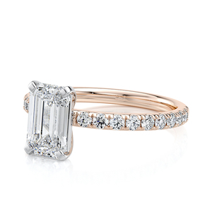 Anillo de Compromiso con Diamante Cultivado en Laboratorio, Corte Esmeralda, Oro Amarillo de 10 Quilates, Certificado IGI, Banda Pavé, Joyería Elegante para Bodas y Aniversarios - Product Image 6