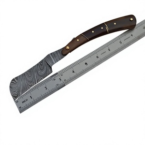 Cuchillo de Afeitar de Acero de Damasco con Mango de Madera, Hoja Recta de 8 Pulgadas, No Ajustable, Grado Industrial OEM, Personalizable - Product Image 1