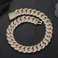 Collier chaîne à maillons en moissanite plaqué or 18 carats pour homme, style hip-hop, à porter au quotidien, en alliage de métal précieux avec micro-incrustations