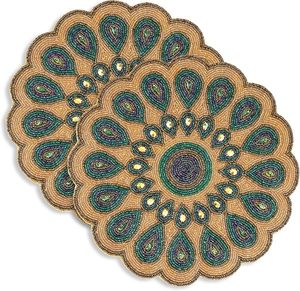 Mantel Individual Redondo de Cristal con Cuentas Elegante de Gran Venta, Tapete Decorativo para Mesa, Plato Base de Cristal con Cuentas para Mesas de Comedor y Café - Product Image 3