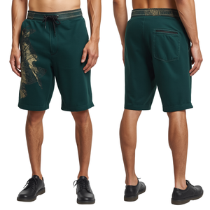 Pantalones Cortos Bermuda para Hombre con Estampado de Calavera Verde, Cintura Media, con Bolsillos, Transpirables, de Algodón - Product Image 3