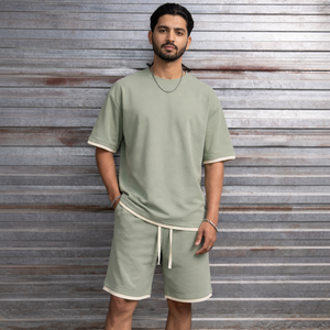 Custom Logo Men Oversized T-Shirt & Shorts <b>Set</b> Premium 100% Cotton Breathable Summer Co-Ord Streetwear - Product Image 1