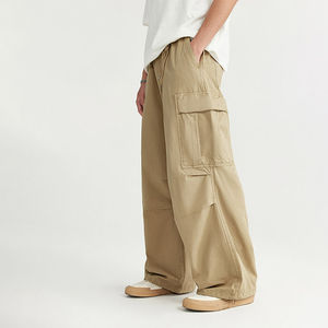 Pantalones Cargo de Alta Calidad, Personalizados, Holgados, con Múltiples Bolsillos, Corte Recto y Ancho, Color Caqui Gris, para Hombre, Estilo Urbano - Product Image 2