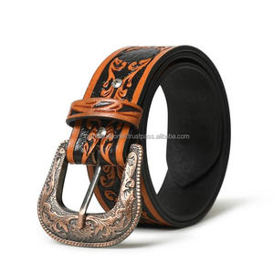 Custom Made Premium Western Cow <b>Leather</b> Tooling <b>Belt</b> with Hand Tooled Top Quality Personalized Custom Made Western Cowboy <b>Belt</b> - Product Image 2