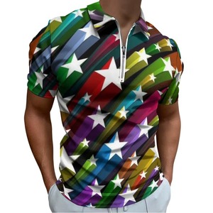 Chemise Homme Grande Taille à Manches Courtes Personnalisable en Polyester Décontractée avec Fermeture Éclair Anti-Boulochage 180g pour Golf et Équitation - Product Image 2