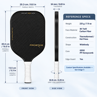 Raquette de pickleball Widebody en fibre de carbone sergé 3K thermoformée GEN3 avec noyau alvéolé en PP de 16 mm et 40 trous, personnalisable OEM, marque privée