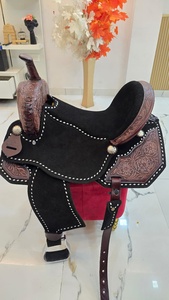 Silla de montar western de cuero de grano completo personalizada y duradera 2026 con adornos florales, brida de cuero portátil y accesorios a juego con el logotipo. - Product Image 2