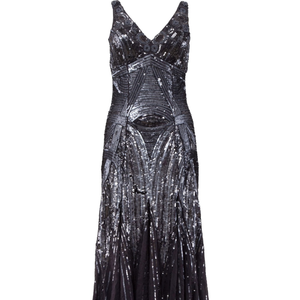 Women Black <b>Sequin</b> Maxi Dress Elegant V Neck Sleeveless Geometric Embellished <b>Art</b> Deco 1920s Gatsby Evening Formal Gala Prom - Product Image 3