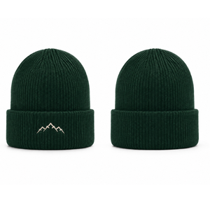 Gorro de punto verde oscuro con logotipo Mountain Line, muy popular, cálido para invierno, minimalista, para exteriores, unisex. - Product Image 2
