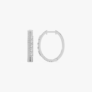 Pendientes de Aro de Doble Hilera con Diamantes Cultivados en Laboratorio, Redondos y Esmeralda, de Alta Calidad, 1.73CTW, para Uso Diario, de Lujo, para Mujer - Product Image 2