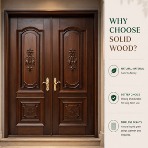 GA-56S Puerta Doble Frontal de Madera Maciza con Panel Tallado en Relieve, Directo de Fábrica para Proyectos de Casas Personalizadas - Product Image 2