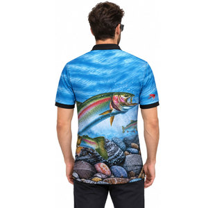 Polo de pêche pour homme, imprimé truite arc-en-ciel, séchage rapide, UPF 50, vêtements d'extérieur, impression par sublimation, taille adulte - Product Image 5