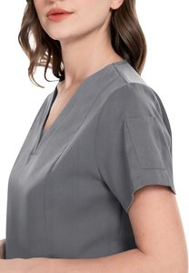 Spandex Polyester Twill Hospital <b>Scrub</b> <b>Set</b> V-Neck Top Jogger Pants Zipper Pocket Nursing Uniform Men Women Wholesale Healthcare - Product Image 4