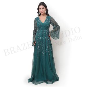 Vestido de fiesta de mujer bordado a mano de último diseñador para ropa de fiesta, ropa de noche diseños personalizados logotipo al por mayor - Product Image 2