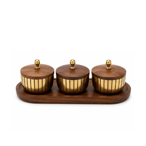 Ensemble de bols à dattes de luxe en acier inoxydable avec couvercle en bois et plateau de service, boîte à fruits secs et noix en métal pour la décoration du Ramadan, vente en gros - Product Image 4