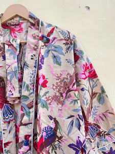 Bata Kimono de Algodón 100% Tejido con Estampado de Dibujos Animados para Mujer, Camisón de Verano Hecho a Mano, Cuello en V, Cintura Elástica, Largo Completo, ODM - Product Image 4