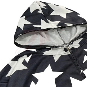 <b>Star</b> <b>Designs</b> Black White Color Custom Hoodies For Men's Polyester Fleece With Customized Logo Print Wholesale Stock - Product Image 3