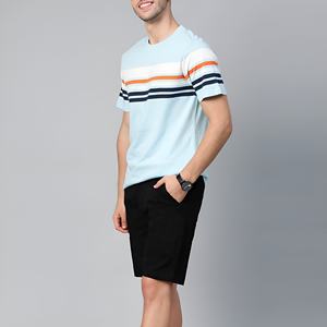 เสื้อยืดผ้าฝ้ายลายทางลำลองสำหรับผู้ชาย แขนสั้น ระบายอากาศได้ดี สวมใส่สบาย แฟชั่นสตรีทแวร์ คอกลม เสื้อยืดอินเทรนด์ - Product Image 5