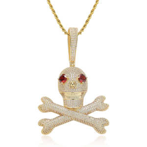 Nouvel Arrivage Collier Hip Hop en Moissanite avec Crâne à Yeux Rouges pour Hommes, Bijoux de Rappeur, Cadeau d'Halloween, Pendentif Hip Hop, Breloque Yeux Rouges - Product Image 5