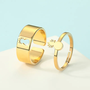 Golden Pineapple Couple <b>Rings</b> Stainless Steel with Gold Plated Finish Cute Fruit Design Fashion Jewelry <b>Rings</b> for Couples - Product Image 3