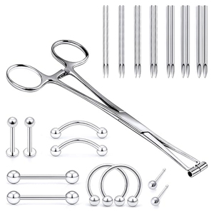 Kit d'instruments de perçage corporel manuel en acier inoxydable de haute qualité, pinces de serrage pour le nez, les oreilles et les lèvres, outils de perçage certifiés CE/ISO - Product Image 1