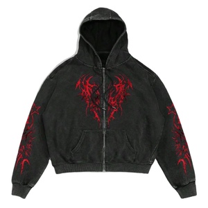 Sudadera con capucha de invierno lavada con ácido de peso pesado personalizada para hombres Impresión digital de moda para hombres y mujeres - Product Image 1