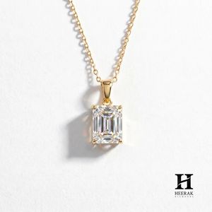 14k <b>Solid</b> <b>Gold</b> Emerald Cut Moissanite <b>Pendant</b> Necklace Minimalist Solitaire Engagement Jewelry Gift for Women - Product Image 6