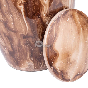 Earth Tone Marble Style Cremation Urn Aluminium <b>Memorial</b> <b>Keepsake</b> Vessel Tabletop Decor - Product Image 3
