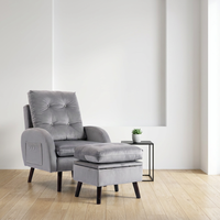 Fauteuil de massage multifonctionnel flexible en velours avec ottoman de rangement (vendu séparément ou en ensemble) - Fauteuil moderne