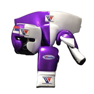 Ensemble de boxe d'entraînement de compétition à prix de gros, comprenant gants de boxe, protège-tête, protège-aine, en cuir véritable de haute qualité, avec fermeture auto-agrippante personnalisable - Product Image 1