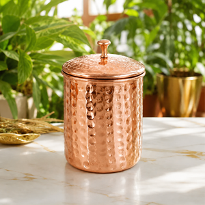 Pot de rangement martelé en cuivre pour aliments secs, thé, café, épices, sucre – Décoration et organisation de comptoir de cuisine et de maison - Product Image 1