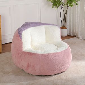 Poltrona Sacco Oversize in Pelliccia Sintetica Multicolore, Grande Divano Chaise Longue per Soggiorno, Consegna Rapida, Nessun Montaggio Richiesto, per Esterni - Product Image 3